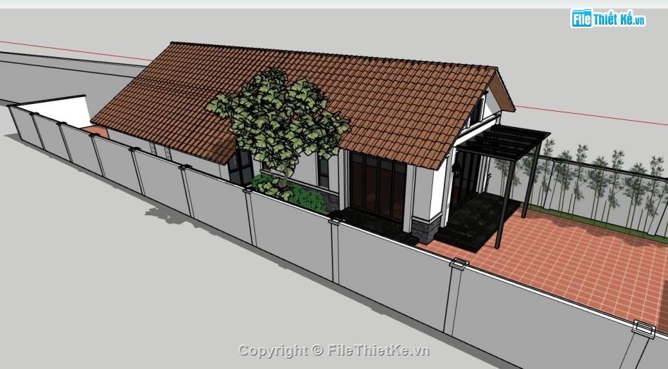 sketchup nhà cấp 4,file su nhà cấp 4,nhà cấp 4 đẹp