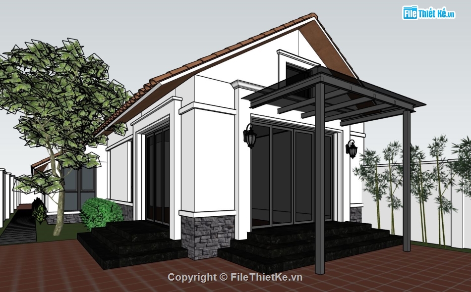 sketchup nhà cấp 4,file su nhà cấp 4,nhà cấp 4 đẹp