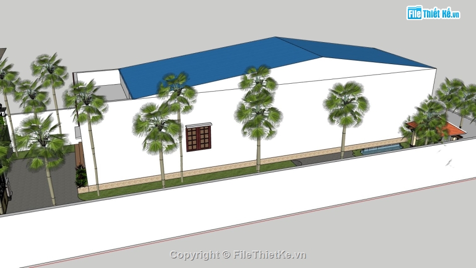 sketchup nhà cấp 4,File sketchup nhà cấp 4,nhà cấp 4 model su,phối cảnh nhà cấp 4