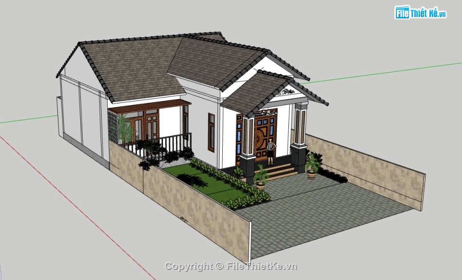 nhà cấp 4 sketchup,sketchup nhà cấp 4,nhà cấp 4,su nhà cấp 4