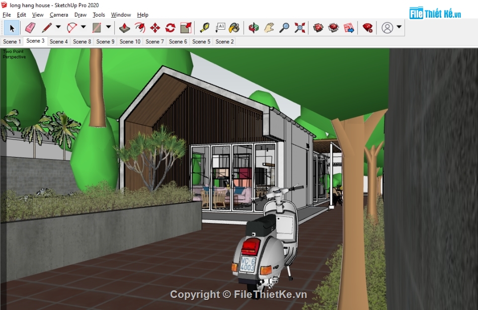 nhà cấp 4,Sketchup nhà phố,sketchup nhà cấp 4,Su nhà liên phố