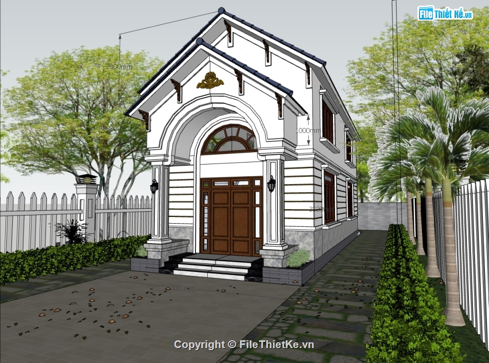 cấp 4,nhà cấp 4 gác lửng,nhà gác lửng,sketchup nhà gác lửng