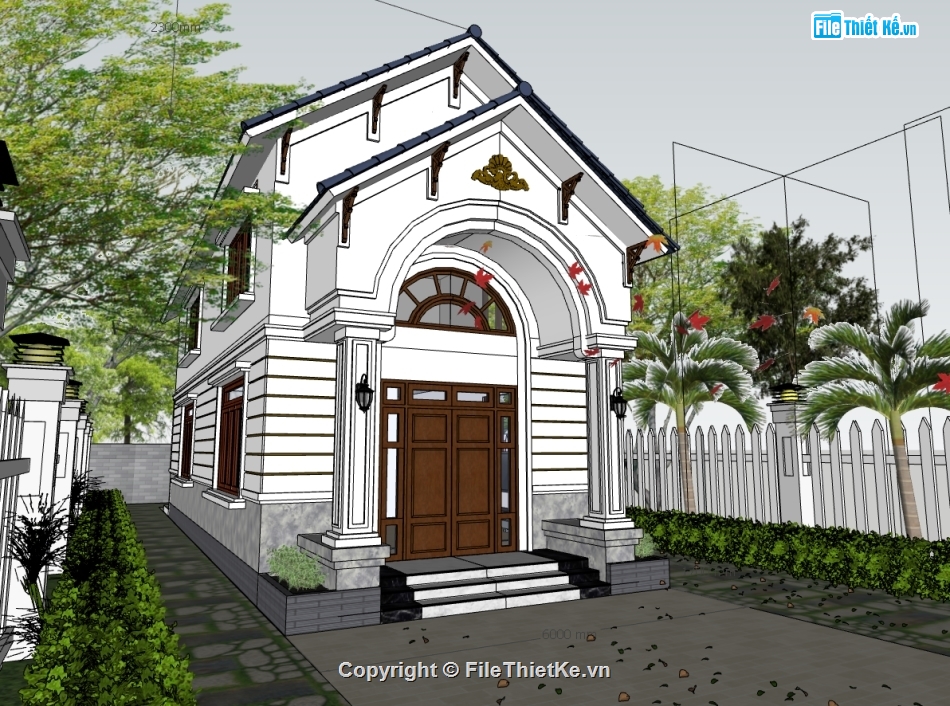 cấp 4,nhà cấp 4 gác lửng,nhà gác lửng,sketchup nhà gác lửng