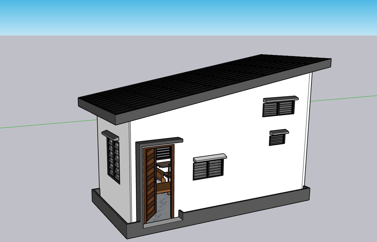 File sketchup nhà cấp 4,nhà cấp 4,thiết kế nhà gác lửng,nhà cấp 4 đơn giản