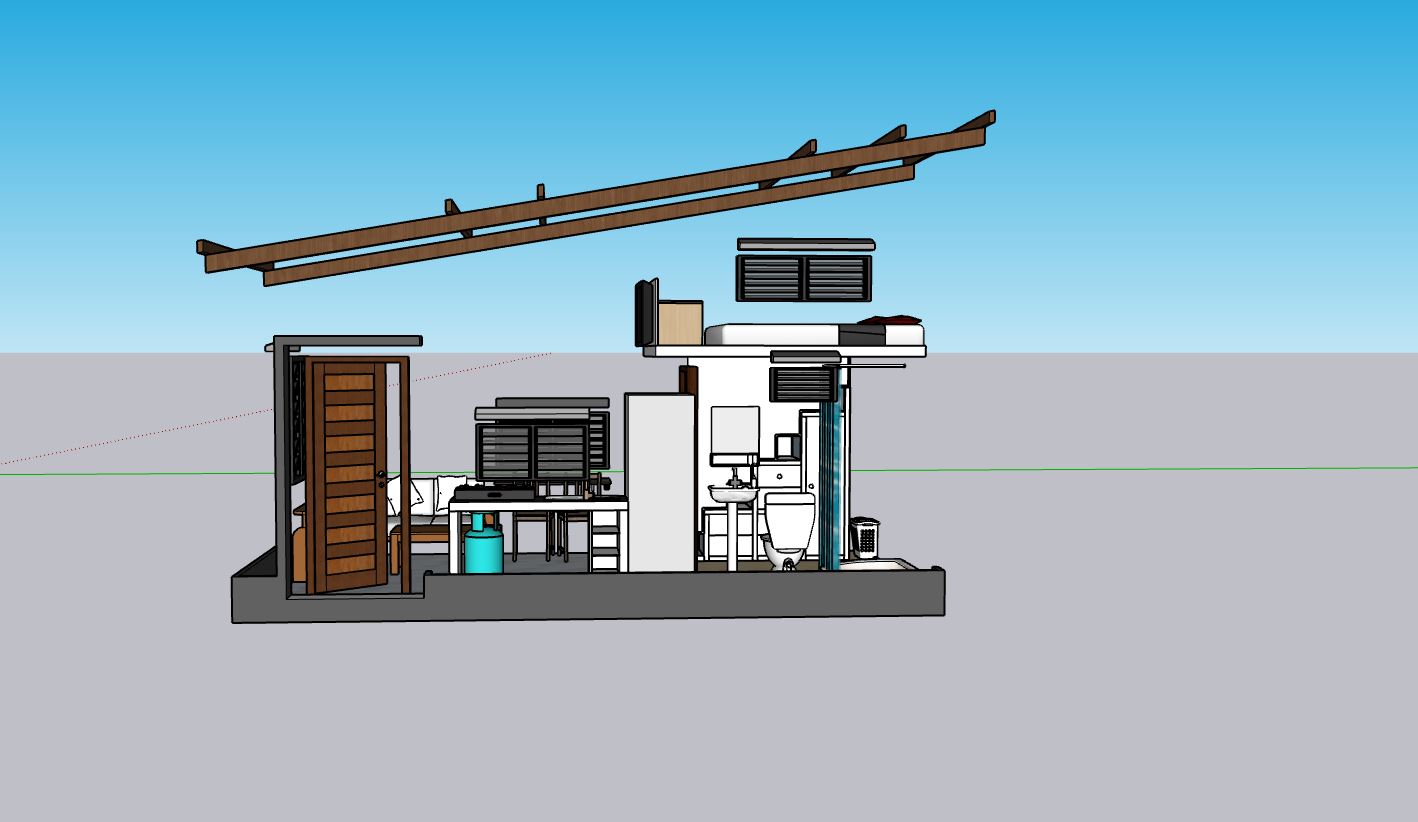 File sketchup nhà cấp 4,nhà cấp 4,thiết kế nhà gác lửng,nhà cấp 4 đơn giản