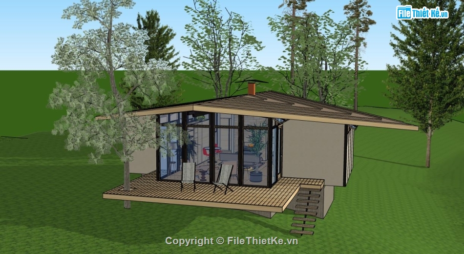 nhà cấp 4 sketchup,sketchup nhà cấp 4,File sketchup nhà cấp 4,bản vẽ nhà cấp 4