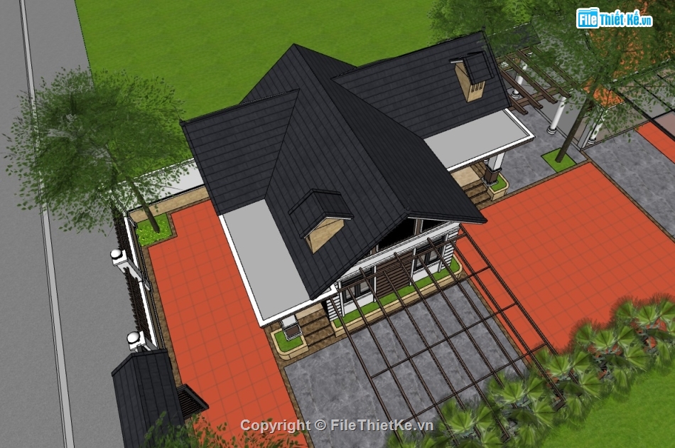 File sketchup nhà cấp 4,Model sketchup nhà cấp 4,File sketchup nhà cấp 4 hiện đại