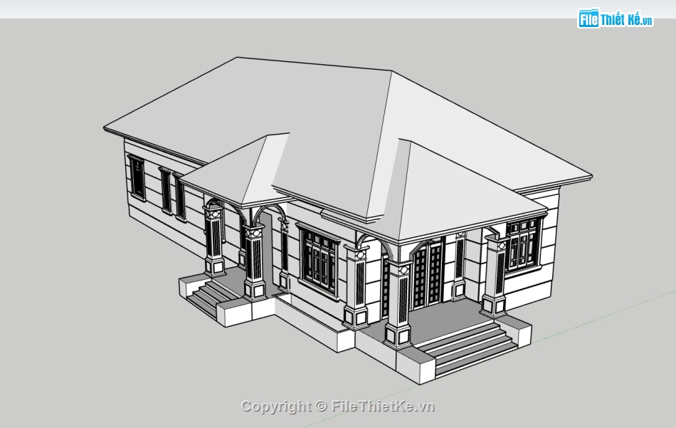 nhà cấp 4,nhà cấp 4 sketchup,sketchup nhà cấp 4