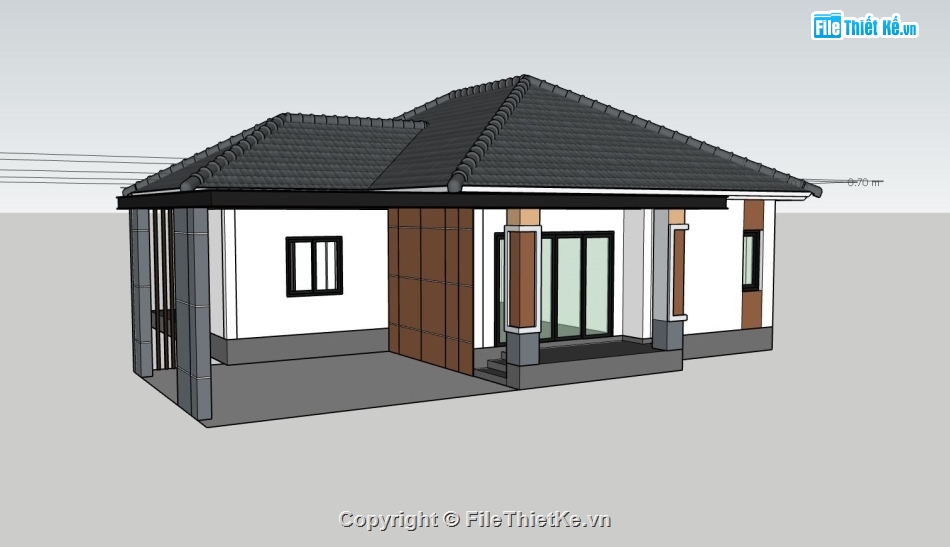 nhà cấp 4,sketchup nhà cấp 4,phối cảnh nhà cấp 4,mẫu nhà cấp 4 tiện nghi