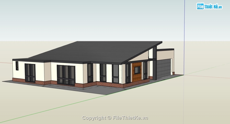 nhà cấp 4,sketchup nhà cấp 4,file thiết kế nhà cấp 4,model su nhà cấp 4 đẹp