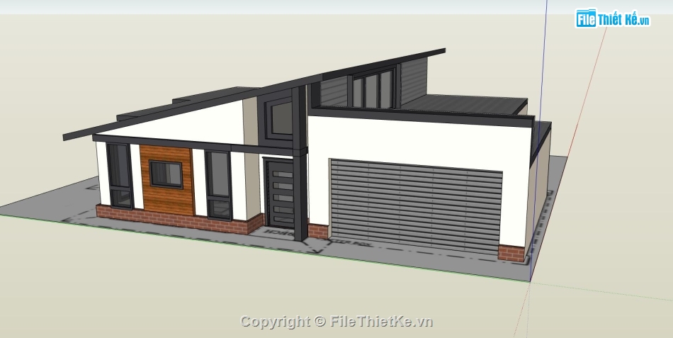 nhà cấp 4,sketchup nhà cấp 4,file thiết kế nhà cấp 4,model su nhà cấp 4 đẹp
