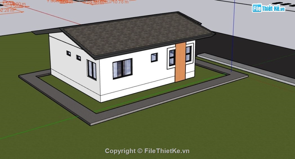 nhà cấp 4 sketchup,File sketchup nhà cấp 4,mẫu sketchup nhà cấp 4,phối cảnh nhà cấp 4