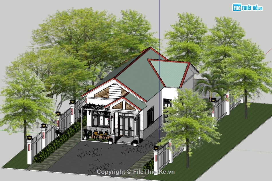 Sketchup nhà 1 tầng,File sketchup nhà cấp 4,nhà cấp 4 file su,Sketchup nhà cấp 4,Nhà cấp 4 file su