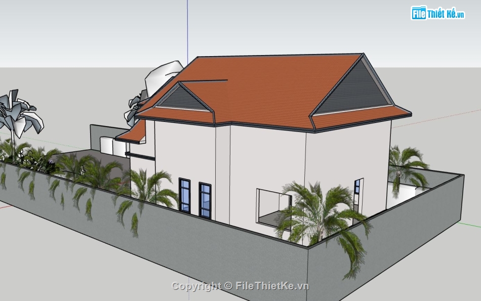 nhà cấp 4,nhà cấp 4 sketchup,phối cảnh nhà cấp 4 sketchup