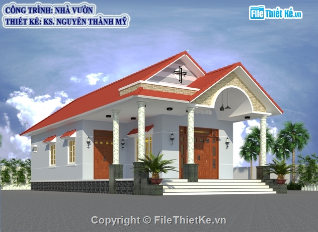 nhà cấp 4 đẹp,kiến trúc nhà cấp 4,File sketchup nhà cấp 4,nhà cấp 4 kiến trúc mái thái đẹp,mẫu nhà cấp 4 kiểu thái