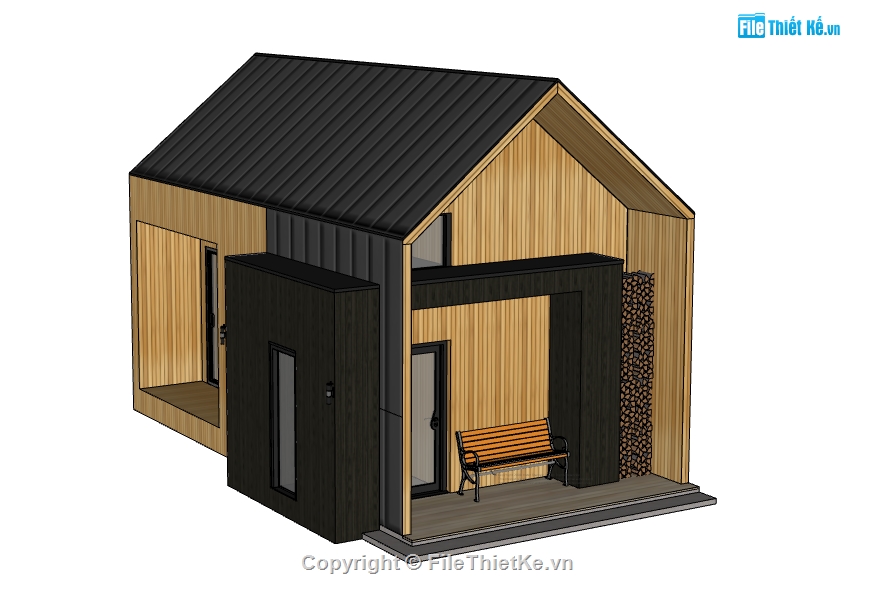 File sketchup nhà gỗ nghỉ tạm,file su nhà nghỉ tạm,File sketchup nhà gỗ,file sketchup nhà bungalow