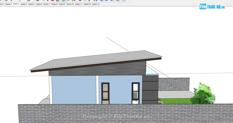 file sketchup nhà 1 tầng,File sketchup nhà ở 1 tầng,File sketchup nhà phố 1 tầng,nhà ở 1 tầng model sketchup