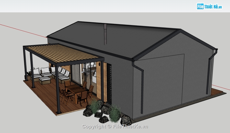 File sketchup nhà nghỉ bungalow,file su nhà nghỉ bungalow,model su nhà nghỉ bungalow,3d nhà nghỉ bungalow