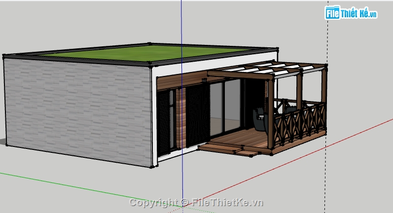 File sketchup nhà  bungalow,model su nhà  bungalow,file 3d nhà  bungalow,sketchup nhà  bungalow