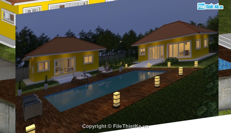 nhà nghỉ dưỡng,file sketchup nhà nghỉ dưỡng,sketchup phối cảnh nhà nghỉ dưỡng,mẫu 3d nhà nghỉ dưỡng