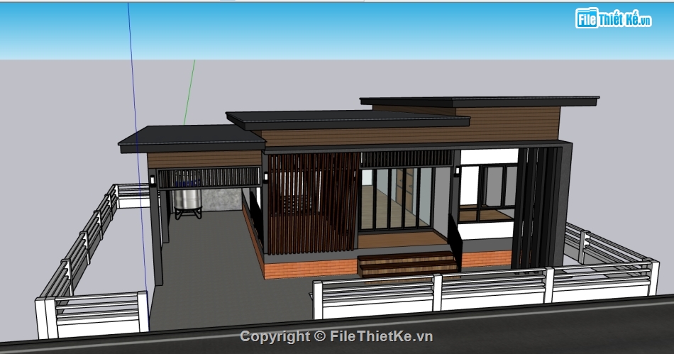 Model sketchup nhà ở 1 tầng,model sketchup nhà ở gia đình,mẫu nhà 1 tầng sketchup,biệt thự 1 tầng sketchup