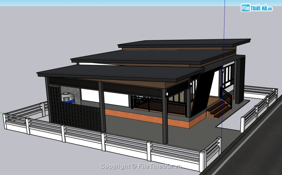 Model sketchup nhà ở 1 tầng,model sketchup nhà ở gia đình,mẫu nhà 1 tầng sketchup,biệt thự 1 tầng sketchup