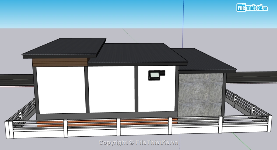 Model sketchup nhà ở 1 tầng,model sketchup nhà ở gia đình,mẫu nhà 1 tầng sketchup,biệt thự 1 tầng sketchup