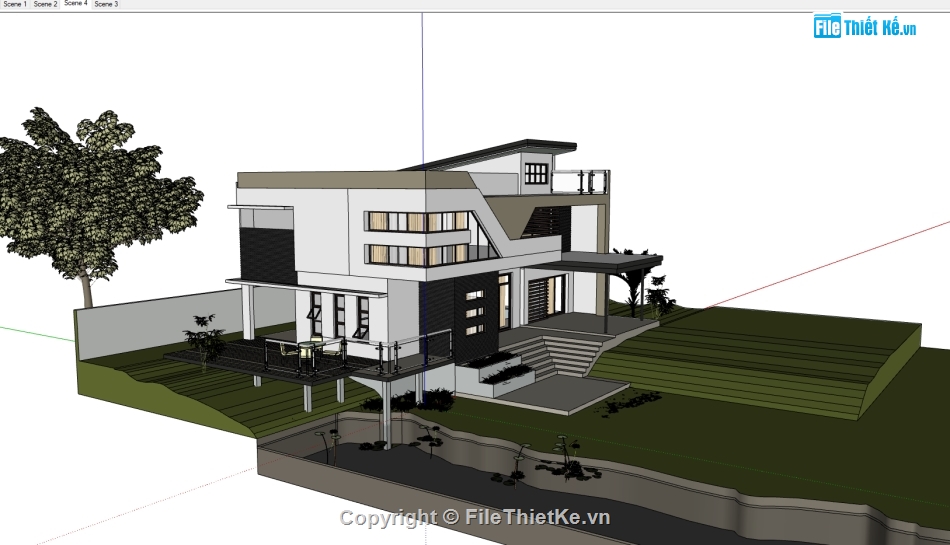 3d nhà 2 tầng,file sketchup nhà 2 tầng,file 3d nhà 2 tầng,model su  2 tầng