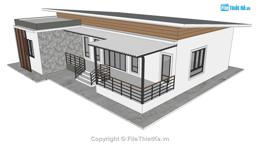 nhà phố sketchup,sketchup nhà 1 tầng,File sketchup nhà phố hiện đại