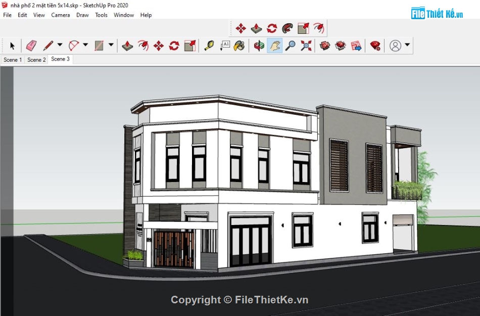 Su Nhà phố 2 tầng,Model su Nhà phố 2 tầng,File sketchup Nhà phố 2 tầng,SU Nhà phố 2 tầng