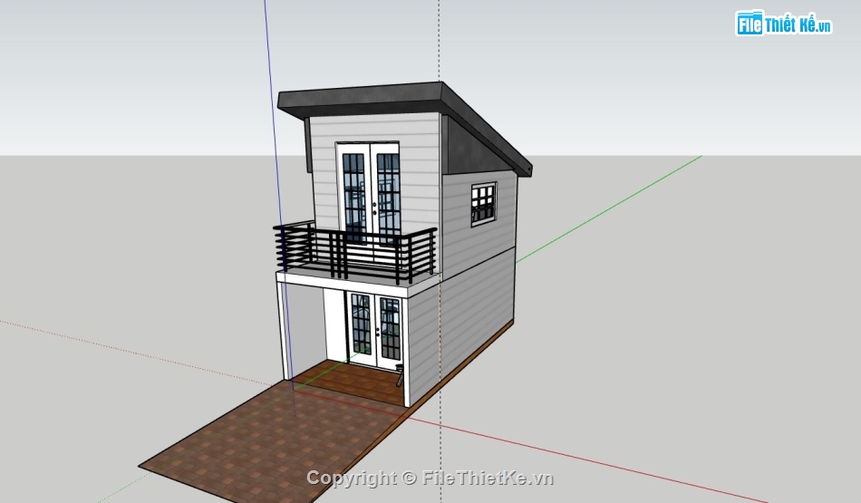 nhà phố  2 tầng,sketchup nhà phố 2 tầng,mẫu nhà phố 2 tầng đẹp