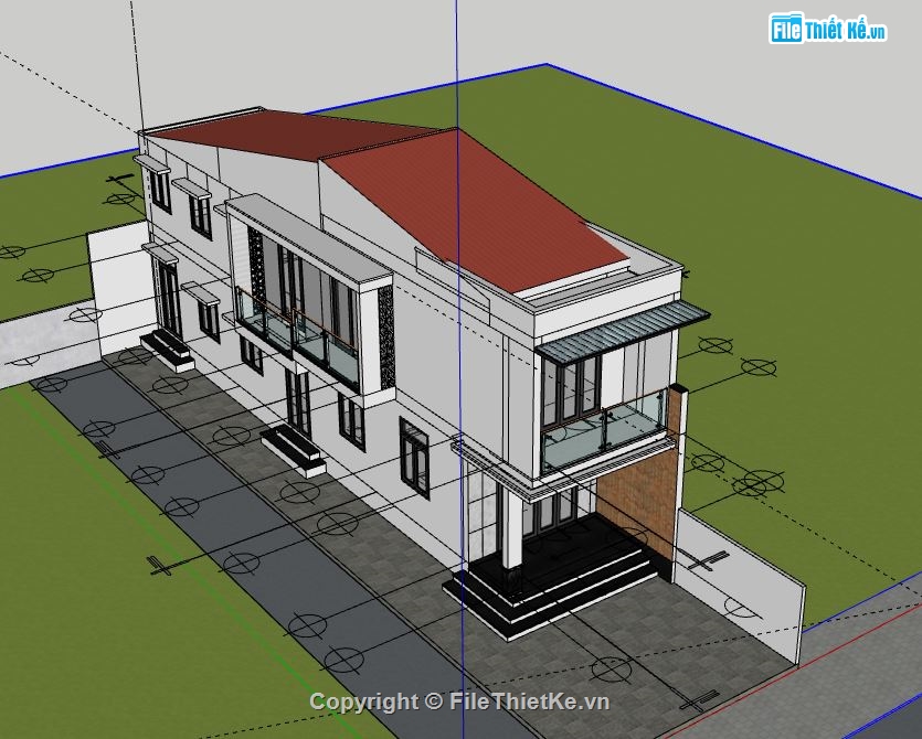 Nhà phố 2 tầng,file sketchup nhà phố 2 tầng,sketchup nhà phố 2 tầng,nhà phố 2 tầng model su,model su nhà phố 2 tầng