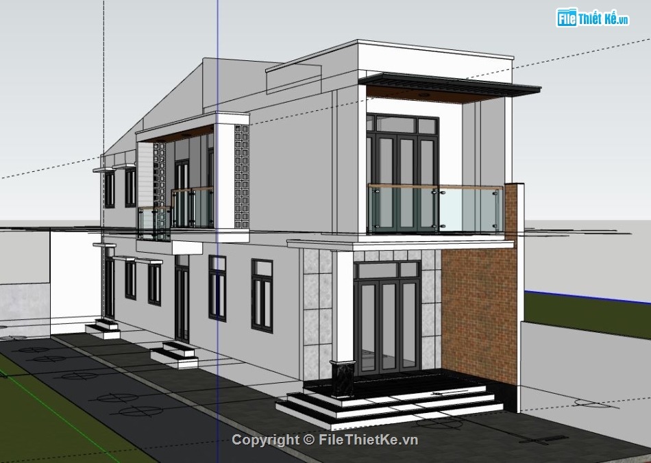 Nhà phố 2 tầng,file sketchup nhà phố 2 tầng,sketchup nhà phố 2 tầng,nhà phố 2 tầng model su,model su nhà phố 2 tầng