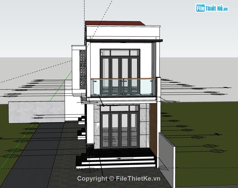 Nhà phố 2 tầng,file sketchup nhà phố 2 tầng,sketchup nhà phố 2 tầng,nhà phố 2 tầng model su,model su nhà phố 2 tầng