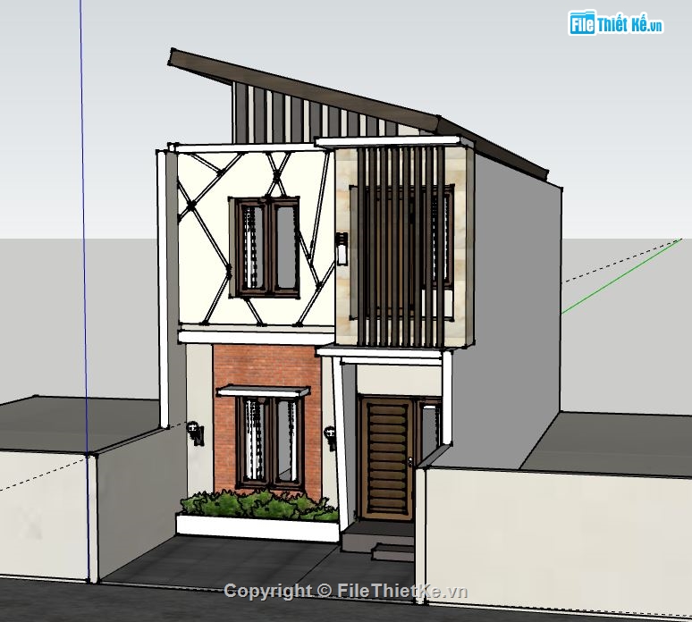 Nhà phố 2 tầng,model su nhà phố 2 tầng,file su nhà phố 2 tầng,sketchup nhà phố 2 tầng,nhà phố 2 tầng sketchup