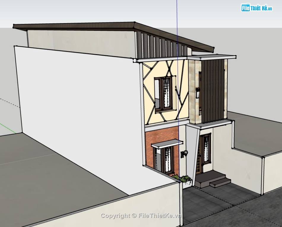 Nhà phố 2 tầng,model su nhà phố 2 tầng,file su nhà phố 2 tầng,sketchup nhà phố 2 tầng,nhà phố 2 tầng sketchup