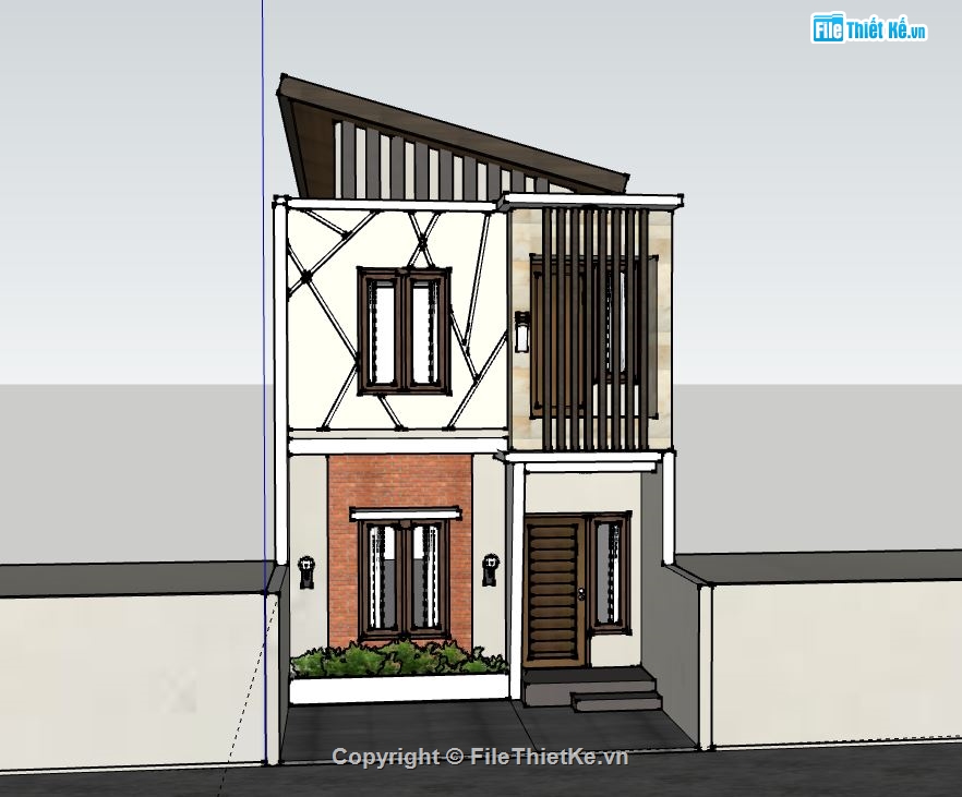 Nhà phố 2 tầng,model su nhà phố 2 tầng,file su nhà phố 2 tầng,sketchup nhà phố 2 tầng,nhà phố 2 tầng sketchup