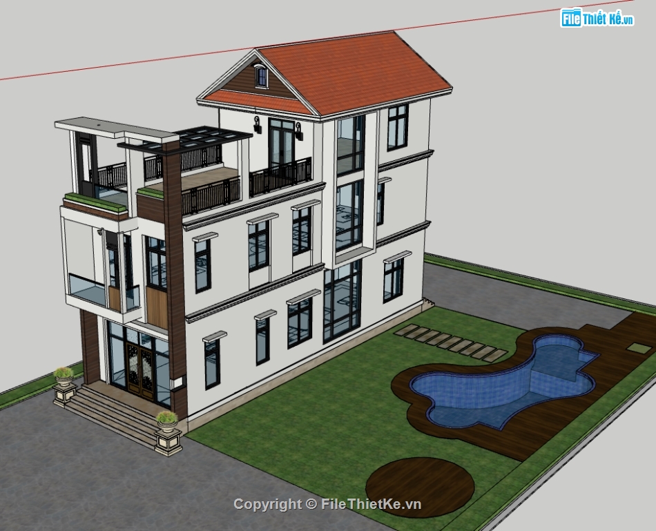 nhà phố 2 tầng file su,nhà phố 2 tầng file sketchup,File sketchup Nhà phố 2 tầng,model su Nhà phố 2 tầng