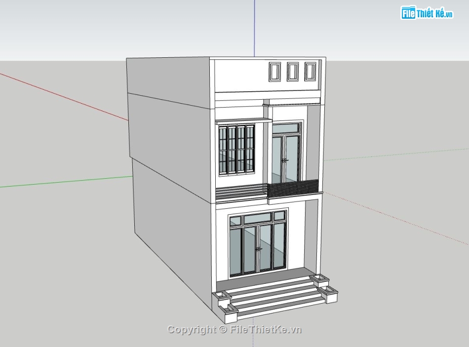 nhà phố 2 tầng,file su nhà phố 2 tầng,nhà phố 2 tầng sketchup,thiết kế nhà phố