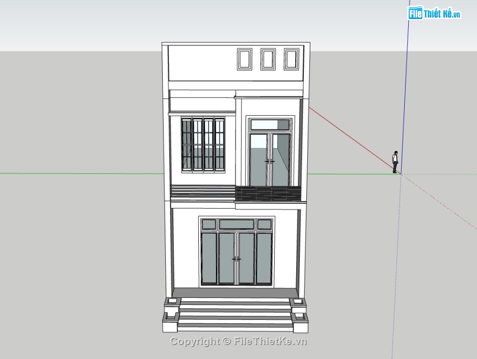 nhà phố 2 tầng,file su nhà phố 2 tầng,nhà phố 2 tầng sketchup,thiết kế nhà phố