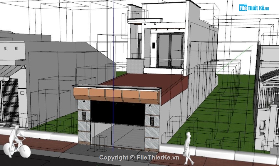 nhà phố sketchup,model sketchup nhà phố 2 tầng,sketchup nhà phố 2 tầng,file sketchup nhà phố 2 tầng