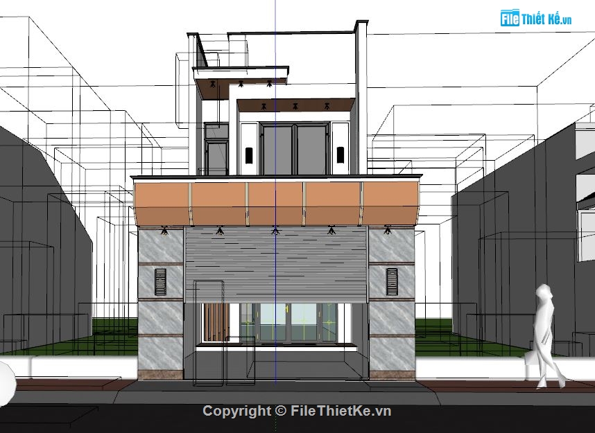 nhà phố sketchup,model sketchup nhà phố 2 tầng,sketchup nhà phố 2 tầng,file sketchup nhà phố 2 tầng