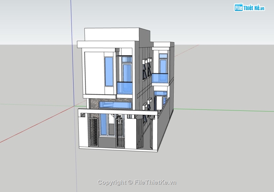 nhà phố 2 tầng,phối cảnh nhà phố 2 tầng,thiết kế nhà phố 2 tầng,mẫu sketchup nhà phố