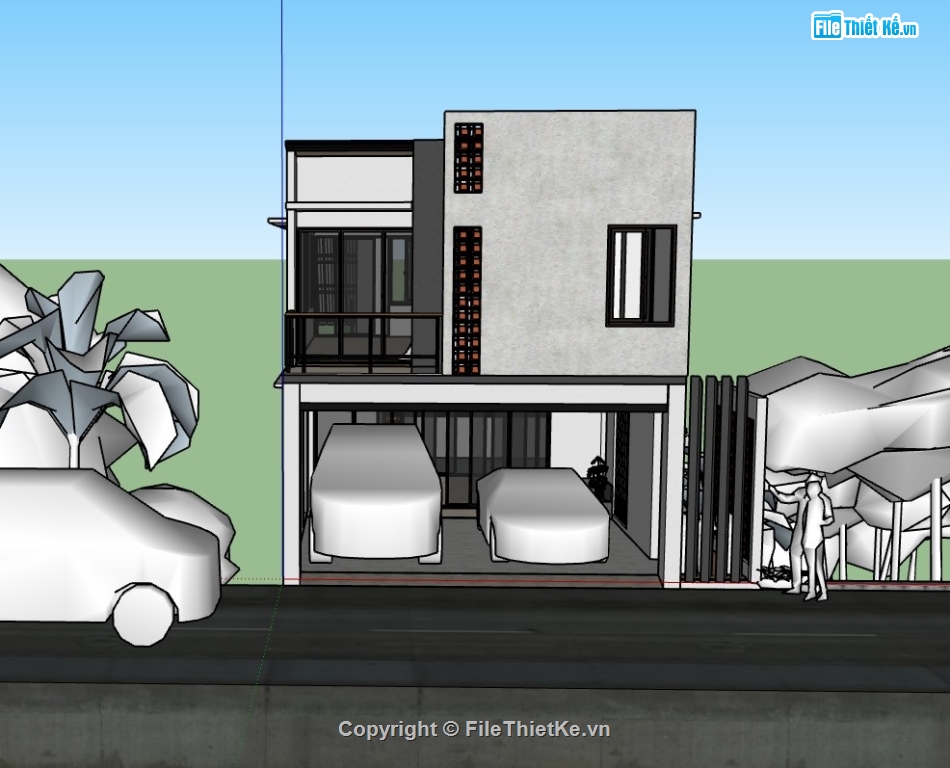 su nhà phố,sketchup nhà phố,su nhà phố 2 tầng,sketchup nhà phố 2 tầng