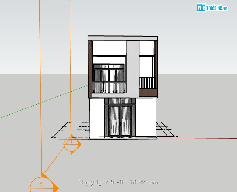 Nhà phố 2 tầng,Nhà 2 tầng,su nhà phố,sketchup nhà phố