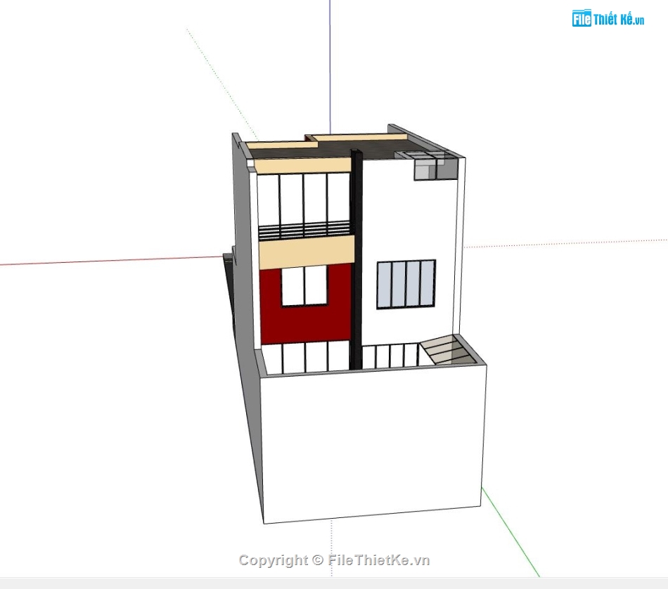 nhà phố 2 tầng,file nhà phố sketchup,nhà phố hiện đại