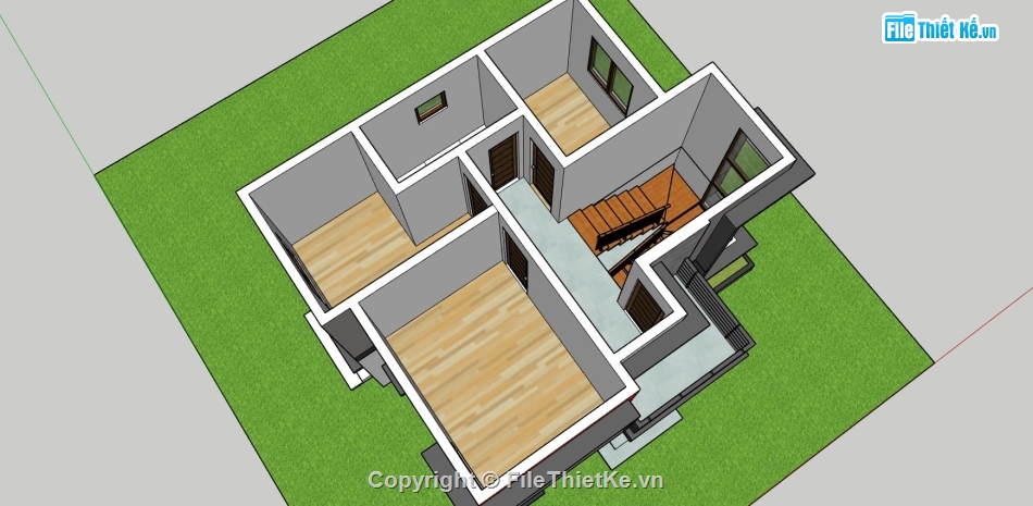 nhà phố 2 tầng,sketchup nhà phố 2 tầng,mẫu su nhà phố hiện đại