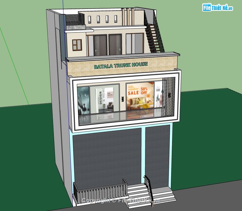 Nhà phố 2 tầng,model su nhà phố 2 tầng,file su nhà phố 2 tầng,sketchup nhà phố 2 tầng,nhà phố 2 tầng model su