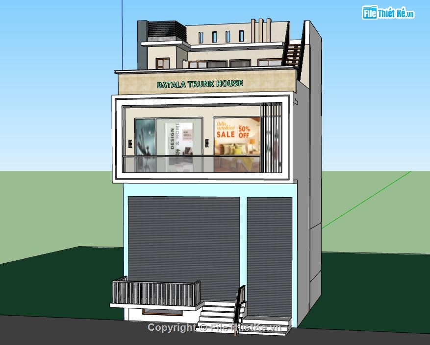 Nhà phố 2 tầng,model su nhà phố 2 tầng,file su nhà phố 2 tầng,sketchup nhà phố 2 tầng,nhà phố 2 tầng model su