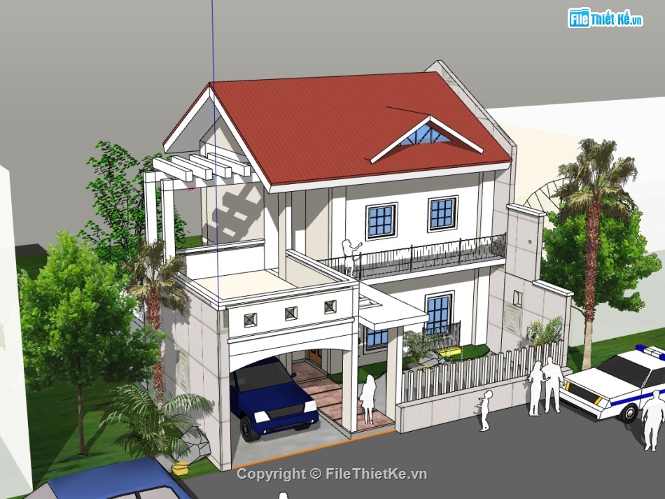 nhà phố,su nhà phố,sketchup nhà phố,nhà phố 2 tầng